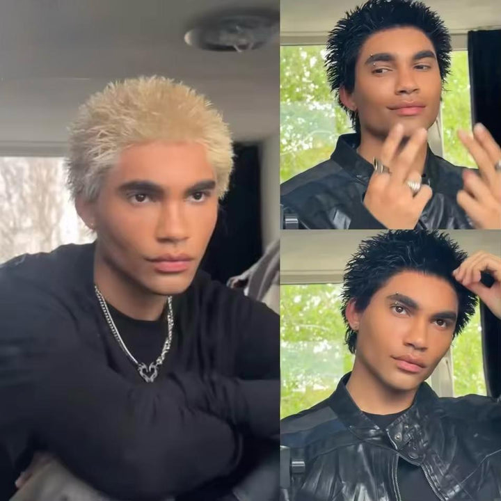 Honey Blonde Spikey Buzzcut Glueless Human Hair Full Lace Wig