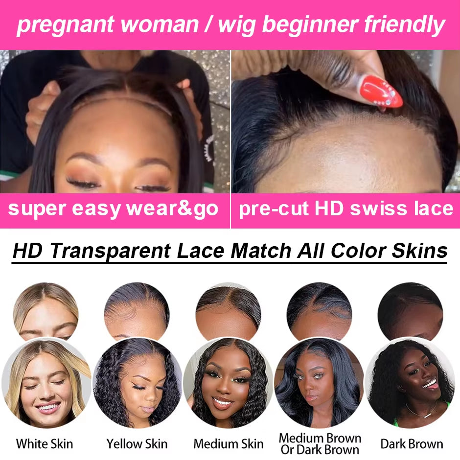 Glueless Water Wave Wig - Pre-Cut Lace, 180% Density, Natural Curly Human Hair for Effortless Style
