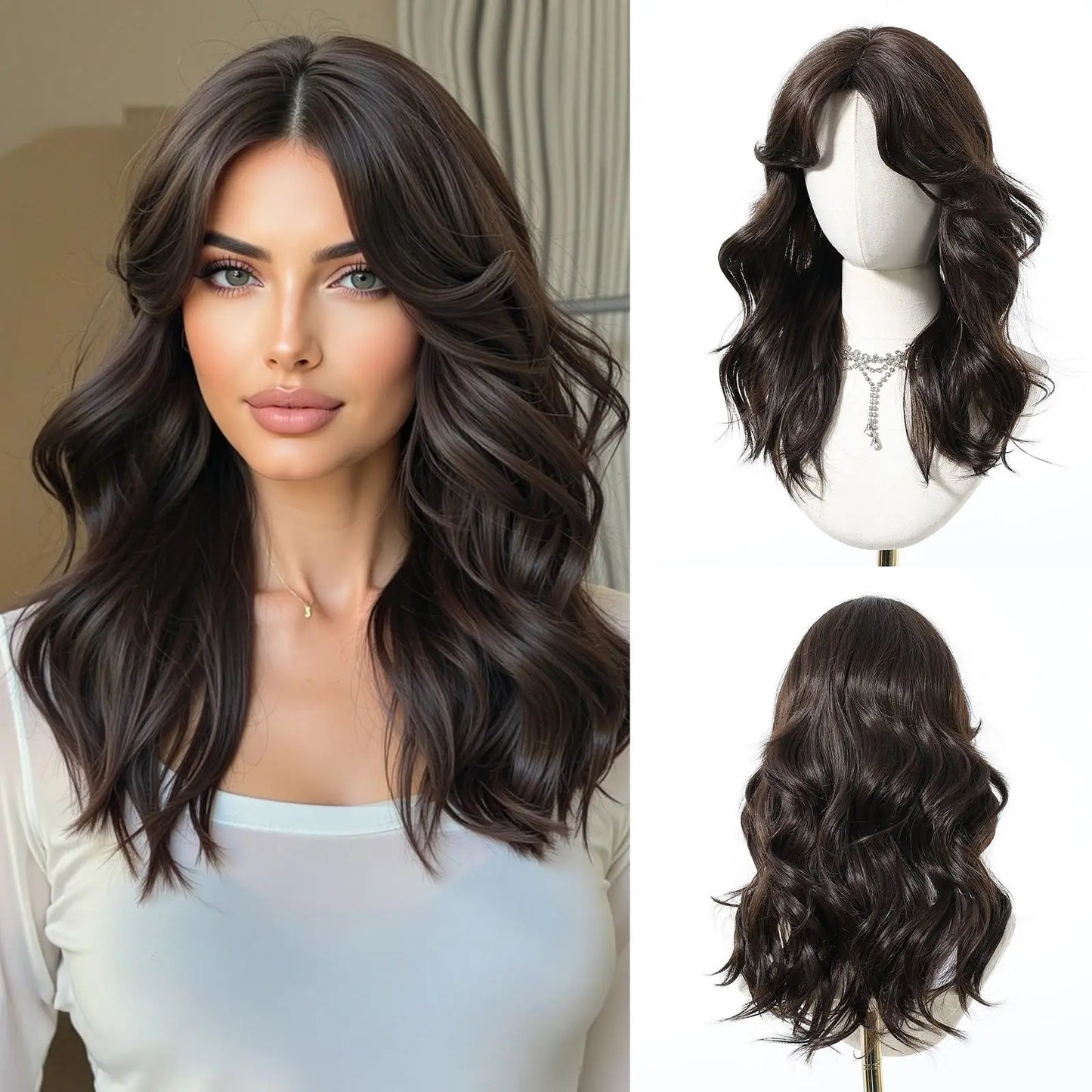 Elegant Curly Wave Ash Blonde Wig Synthetic Hair with Bangs Long Women Party Cospaly Wig 100% Tang Long Heat Resistant Fiber