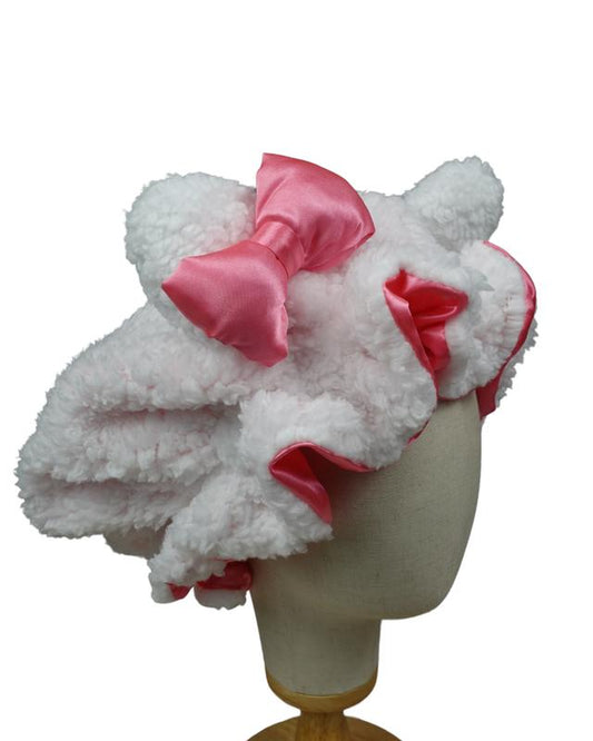 Luxury White Teddy Satin-Lined Bonnet 