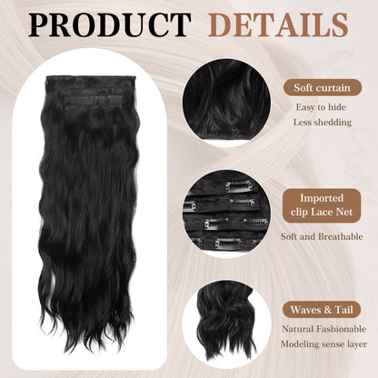 Clip In Hair Extensions Long Straight Wavy Synthetic Hairpiece