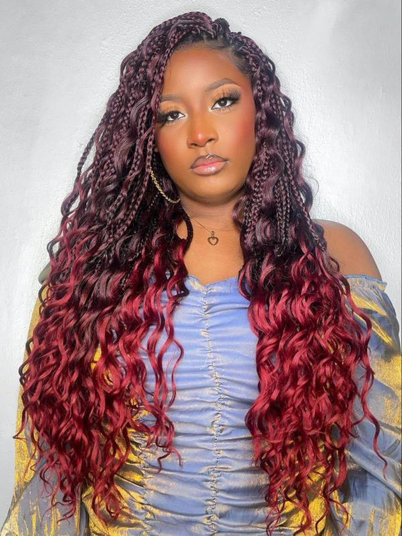 32 Inch Black Long synthetic Braided Lace Wigs for Women, Glueless Wigs