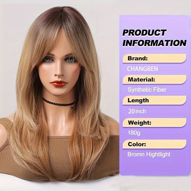 Synthetic Long wavy Hair Wig With Bangs-Elegant And Heat-resistant