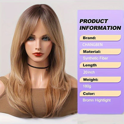 Synthetic Long wavy Hair Wig With Bangs-Elegant And Heat-resistant