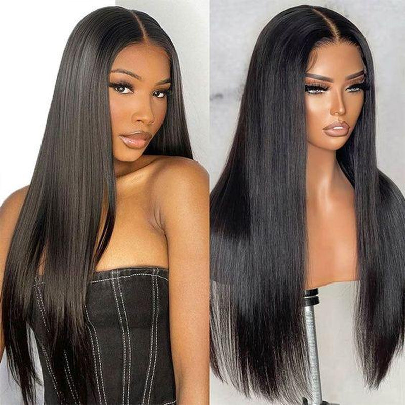 FABA 9X6 HD Glueless Wigs Straight Lace Front Wig Human Hair - Natural Black Wear and Go Glueless Wig,Pre-Everthing and Parting Max