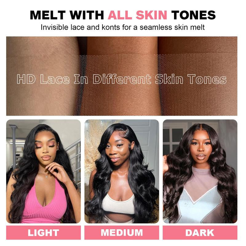  13X6 HD Transparent, Glueless Brazilian Body Wave Lace Frontal Wig Human Hair, 250% Density 12A,