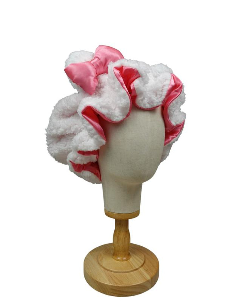 Luxury White Teddy Satin-Lined Bonnet 