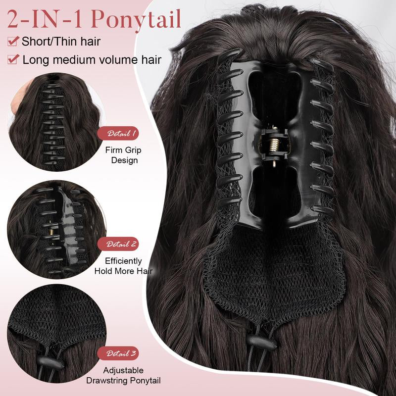 30" Long Wavy Claw Ponytail Extension