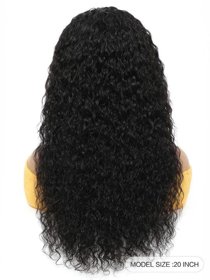 Headband Curly Human Hair Wig 1B 20Inch 130% Density