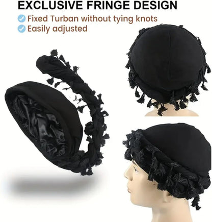 Turban for Men Vintage Twist Head Wraps Durag Satin Lined Halo Turban for Women Modal and Satin Scarf Tie