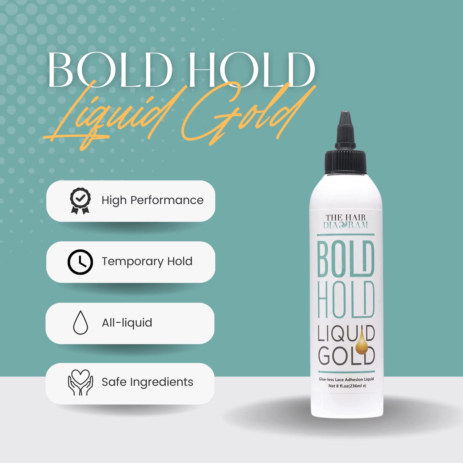 Bold Hold Liquid Gold - Glueless Lace Gel - Temporary Hold for Wigs and Hair Systems
