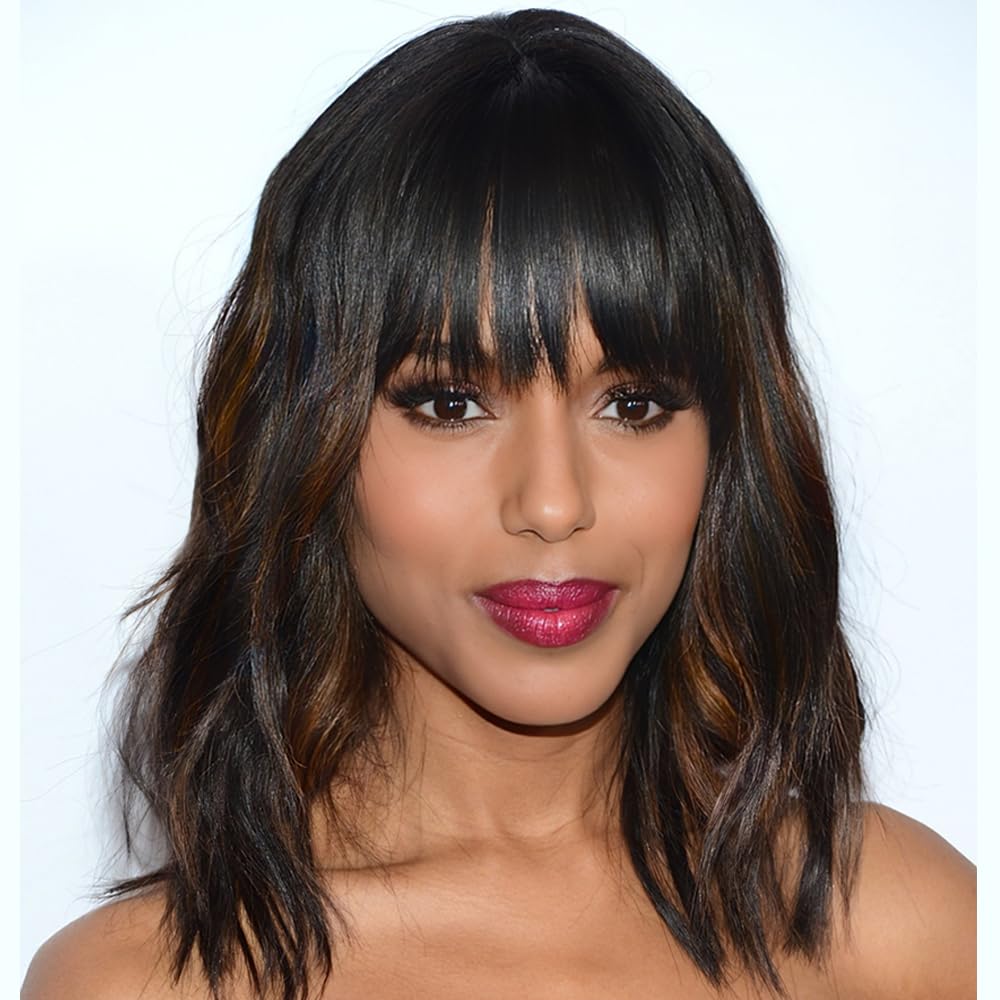 Wine Red Curly Bob Wig with Bangs - Synthetic Heat Resistant 