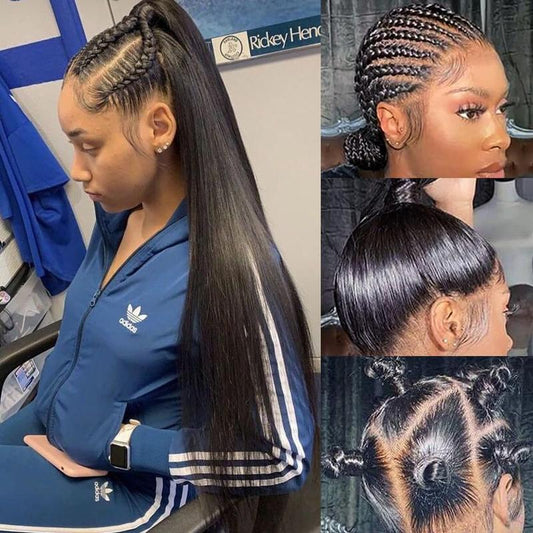 Straight Full Lace Wigs Human Hair 100% Hand-Tied Full Scalp Lace Wigs 180% Density(Natural Black)