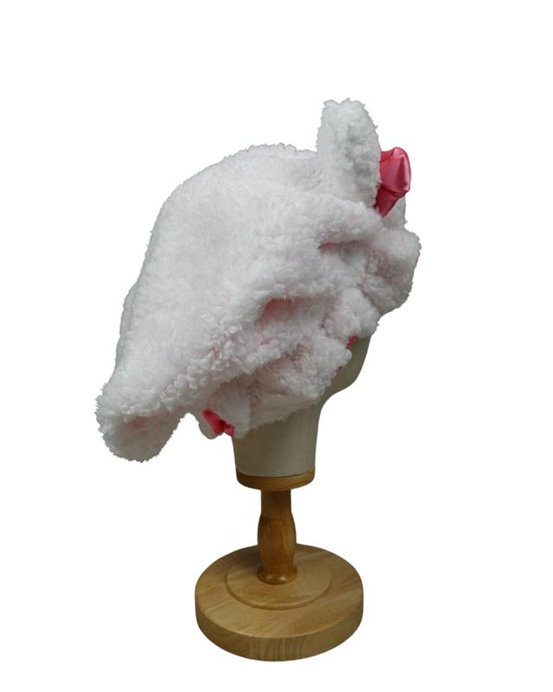 Luxury White Teddy Satin-Lined Bonnet 