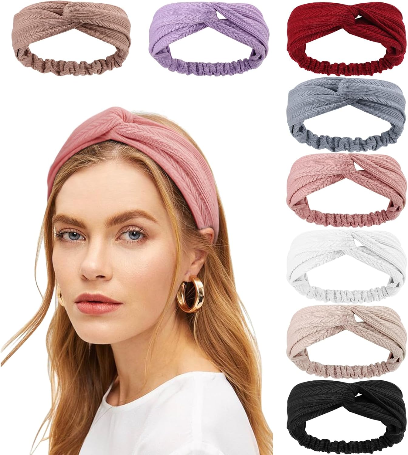 Boho Style Criss Cross Headbands – 8 Colors, Soft & Stretchy