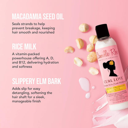 Curl Love Moisture Milk Leave-In Conditioner, with Rice Milk and Macadamia Oil to Soften