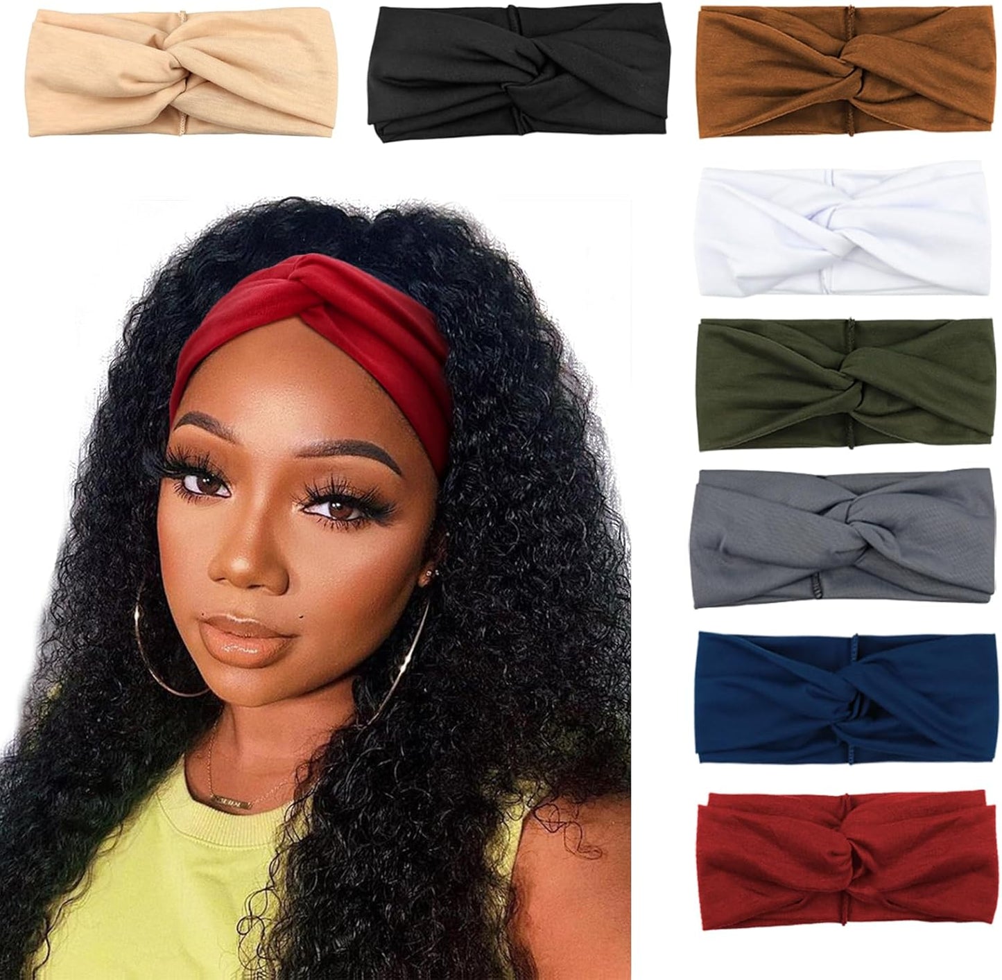 Boho Style Criss Cross Headbands – 8 Colors, Soft & Stretchy