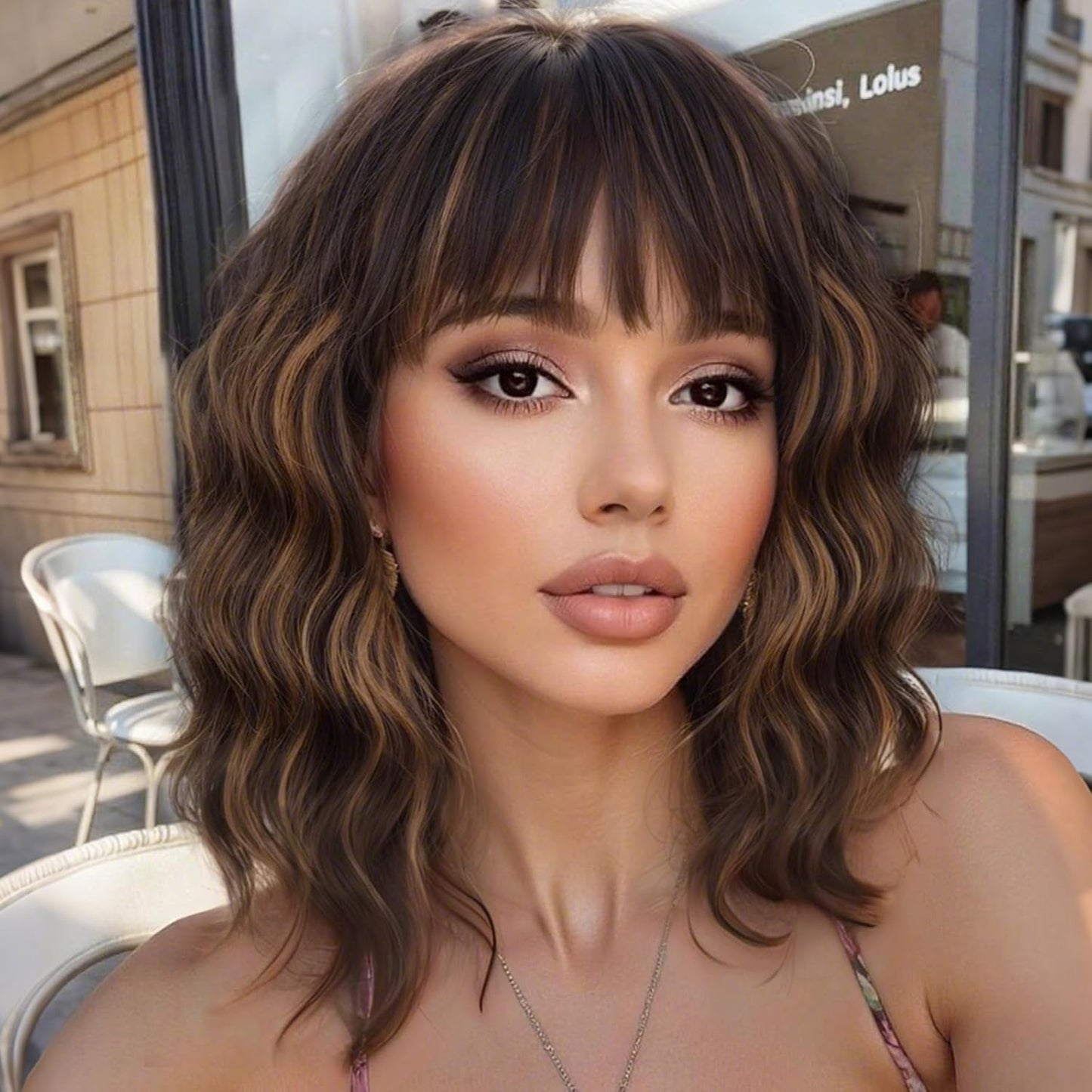 Wine Red Curly Bob Wig with Bangs - Synthetic Heat Resistant 