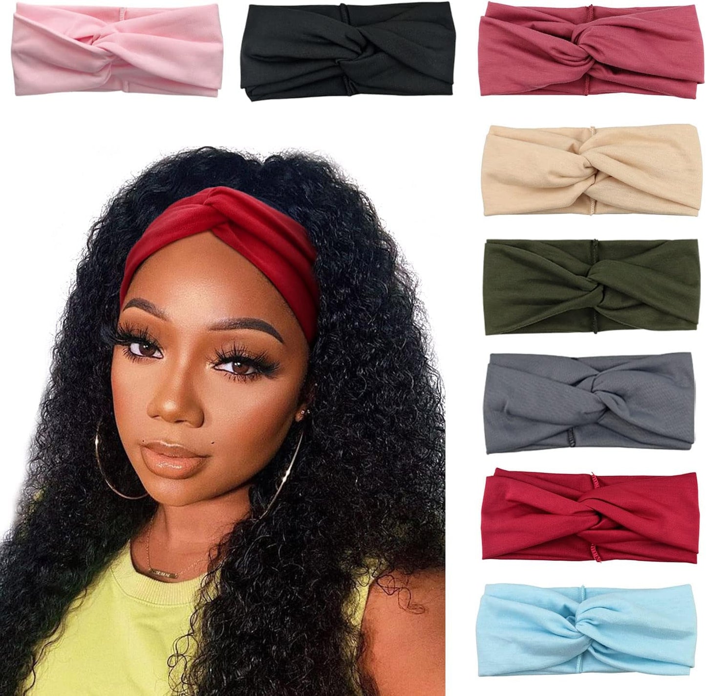 Boho Style Criss Cross Headbands – 8 Colors, Soft & Stretchy