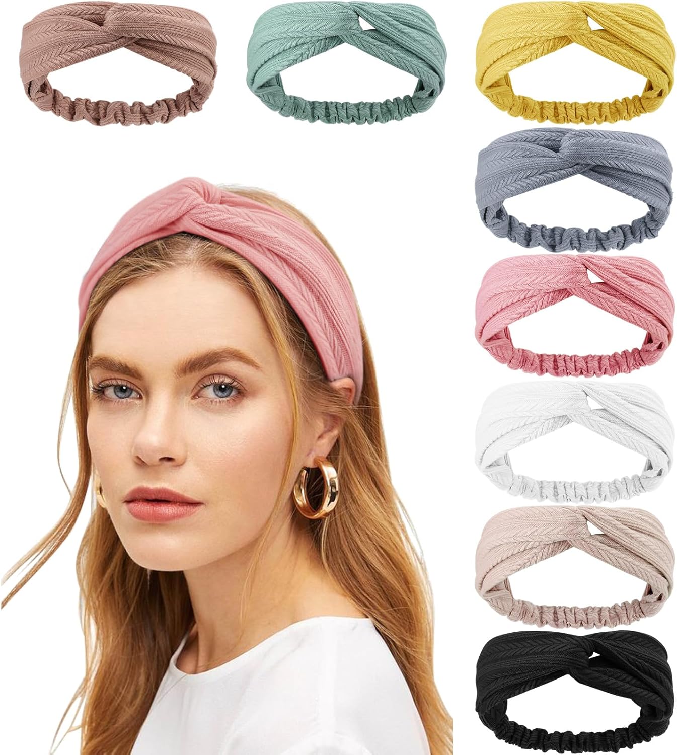 Boho Style Criss Cross Headbands – 8 Colors, Soft & Stretchy