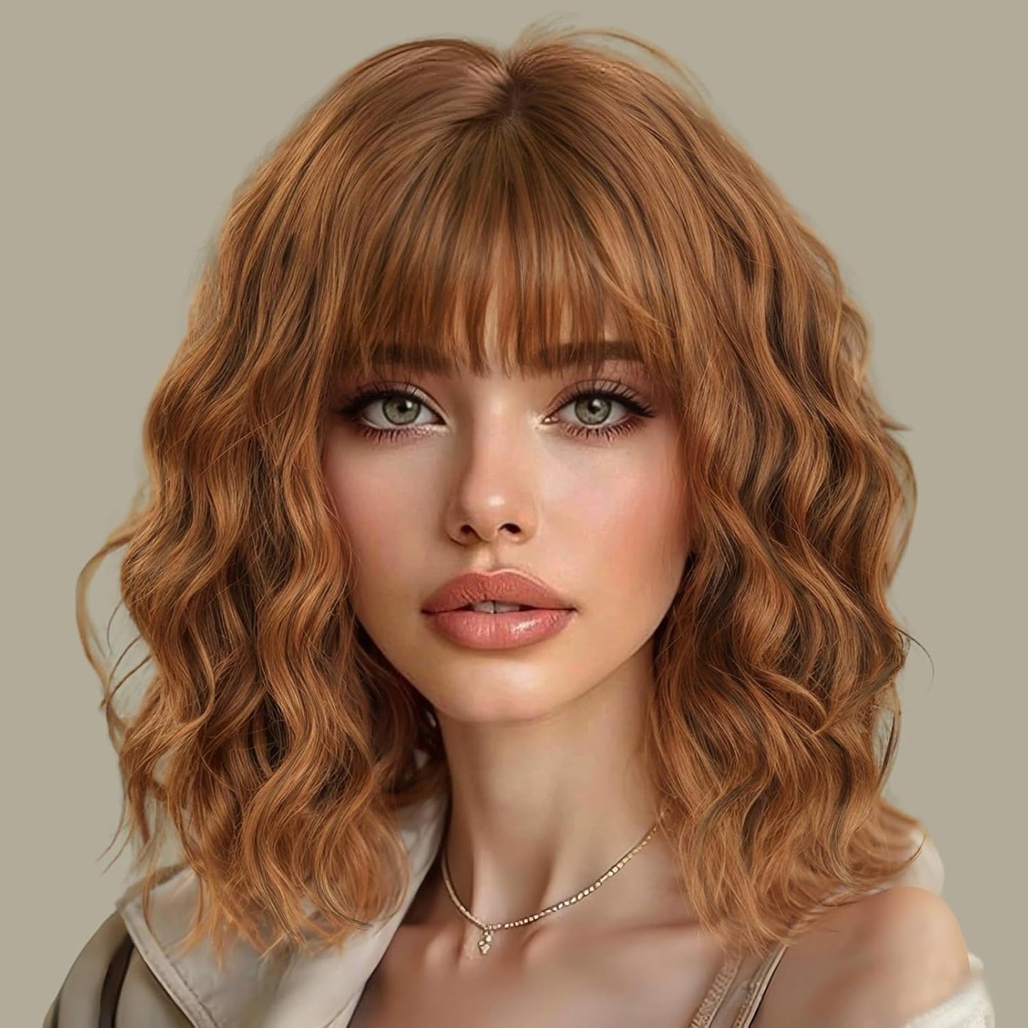 Wine Red Curly Bob Wig with Bangs - Synthetic Heat Resistant 