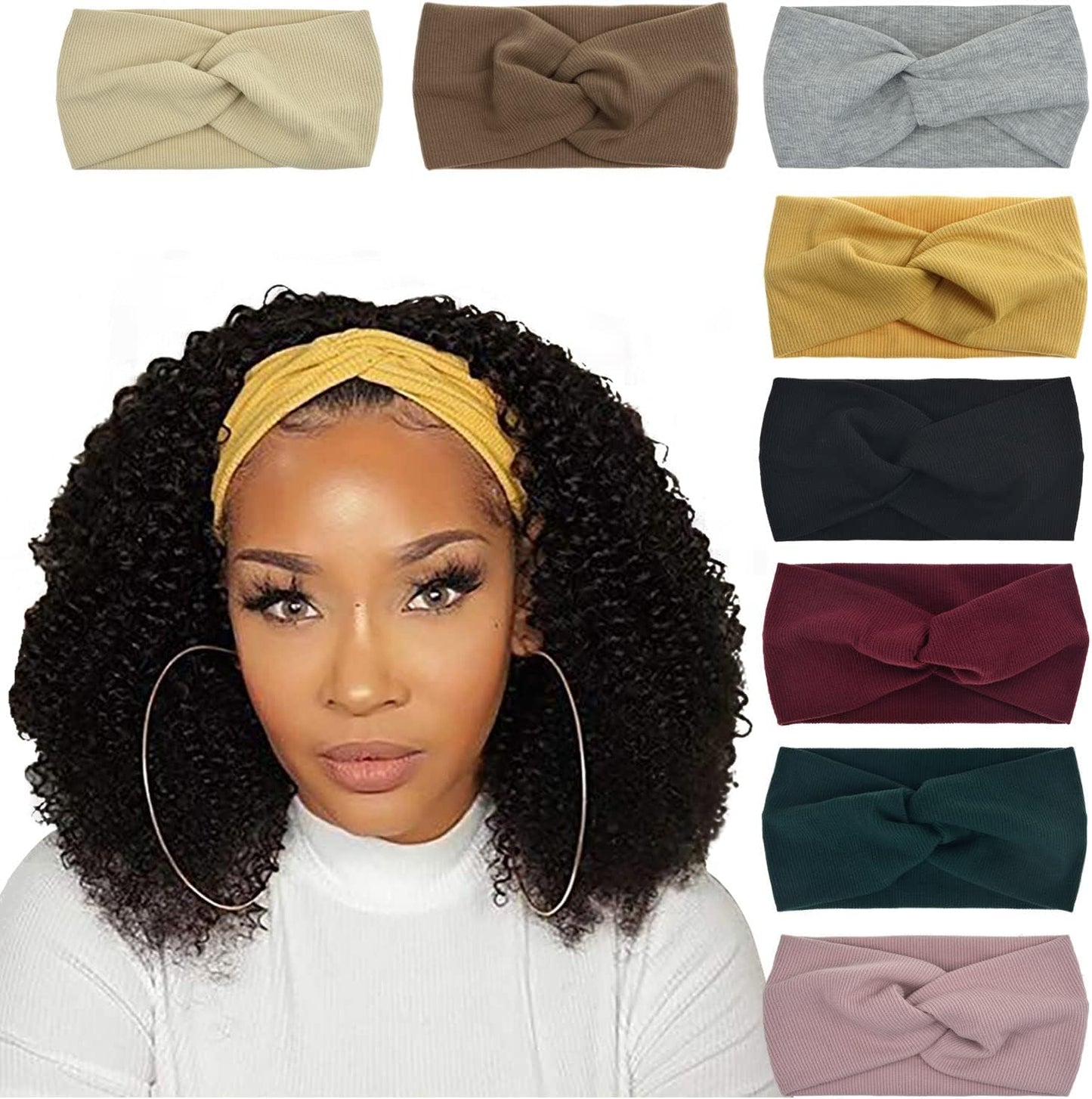 Boho Style Criss Cross Headbands – 8 Colors, Soft & Stretchy