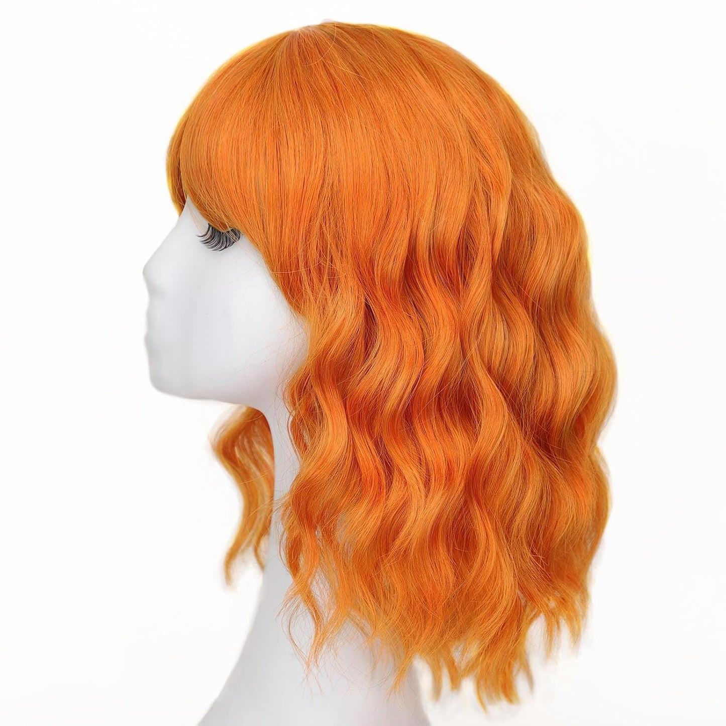 Wine Red Curly Bob Wig with Bangs - Synthetic Heat Resistant 