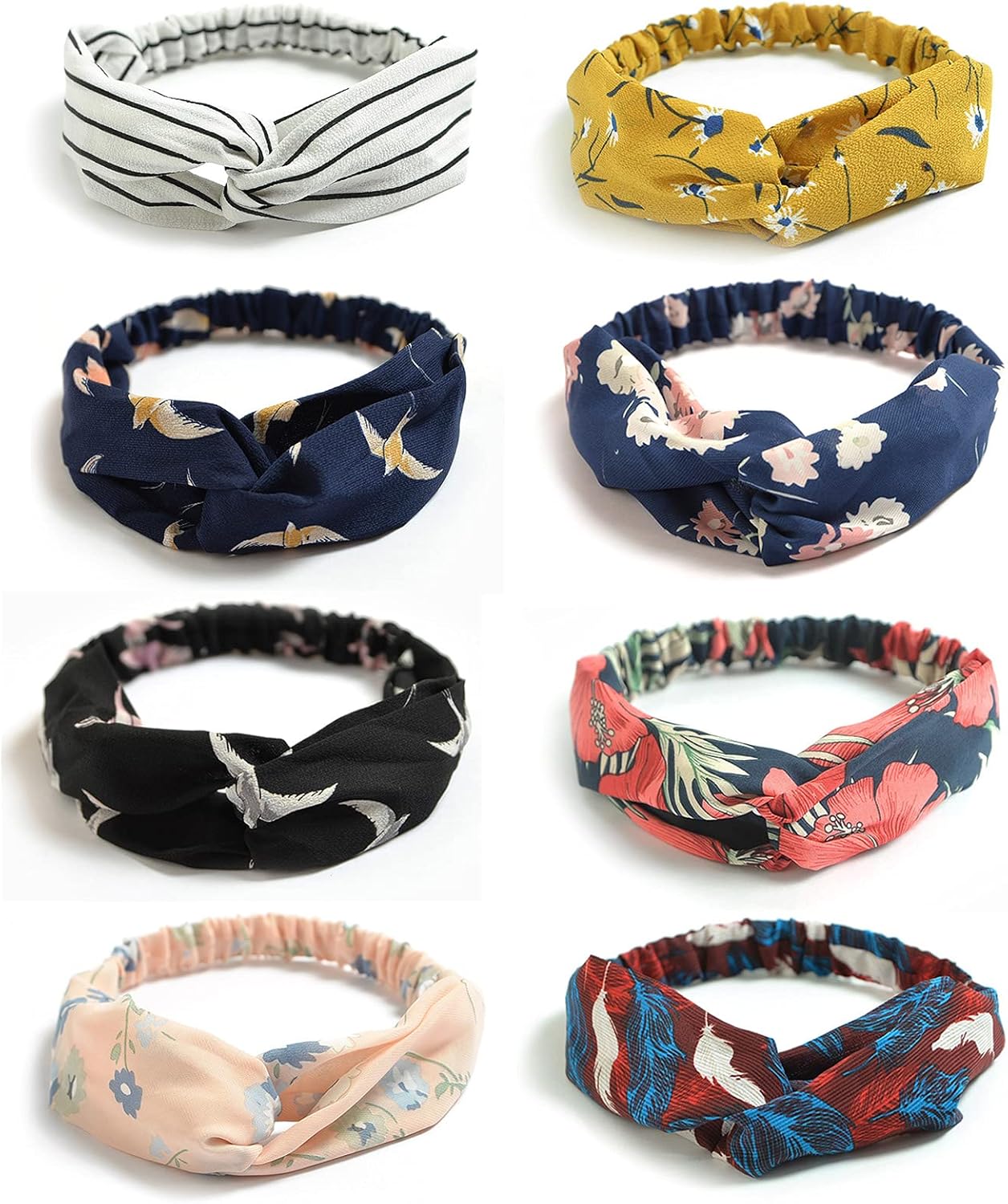 Boho Style Criss Cross Headbands – 8 Colors, Soft & Stretchy