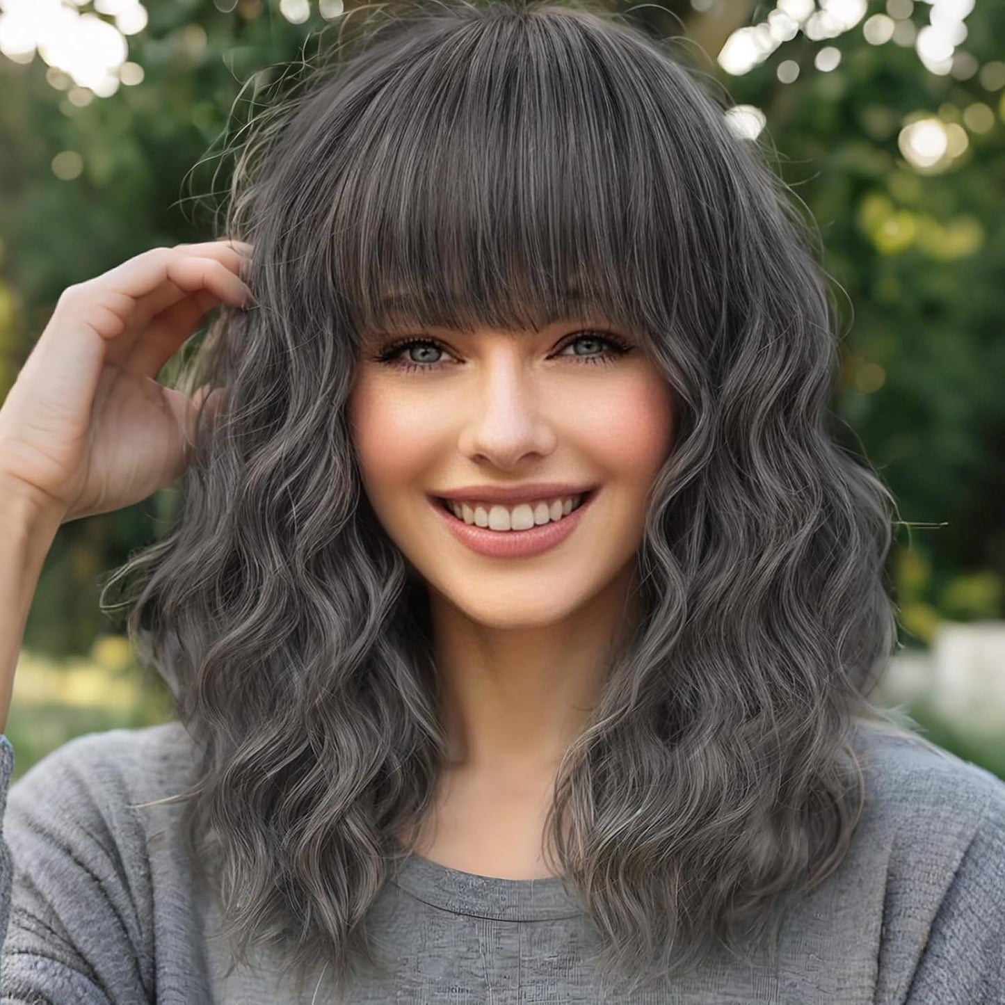 Wine Red Curly Bob Wig with Bangs - Synthetic Heat Resistant 