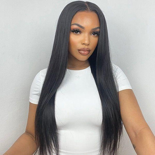 FABA 9X6 HD Glueless Wigs Straight Lace Front Wig Human Hair - Natural Black Wear and Go Glueless Wig,Pre-Everthing and Parting Max