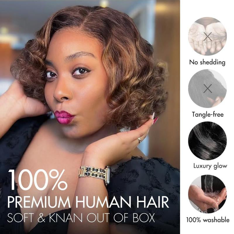  9X6 HD Lace Closure Ombre Body Wave Bob Wig Human Hair 