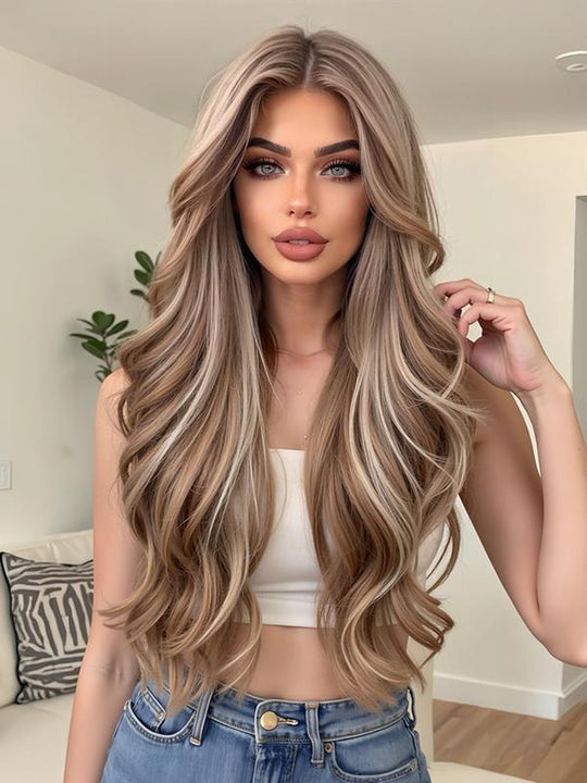 28 Inch Long Synthetic Wavy Wigs for Women