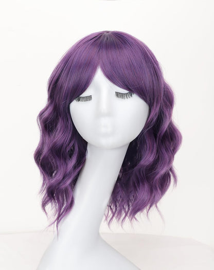 Wine Red Curly Bob Wig with Bangs - Synthetic Heat Resistant 