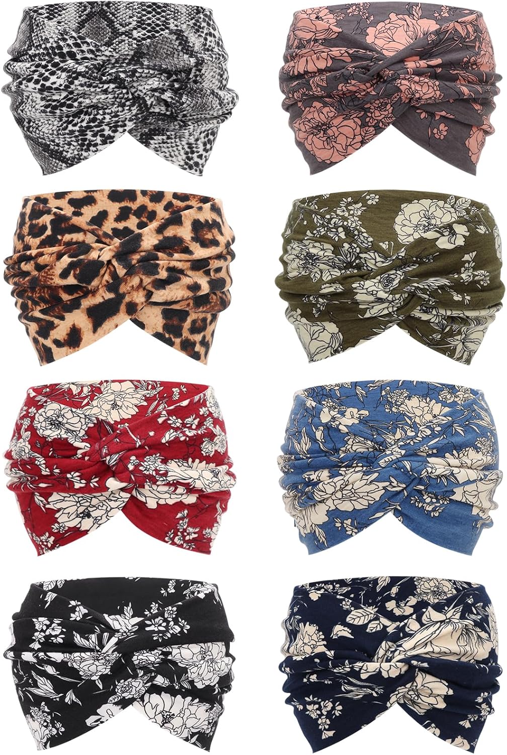 Boho Style Criss Cross Headbands – 8 Colors, Soft & Stretchy