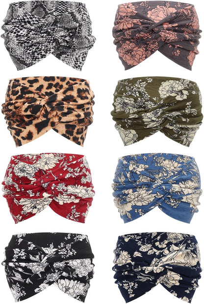 Boho Style Criss Cross Headbands – 8 Colors, Soft & Stretchy