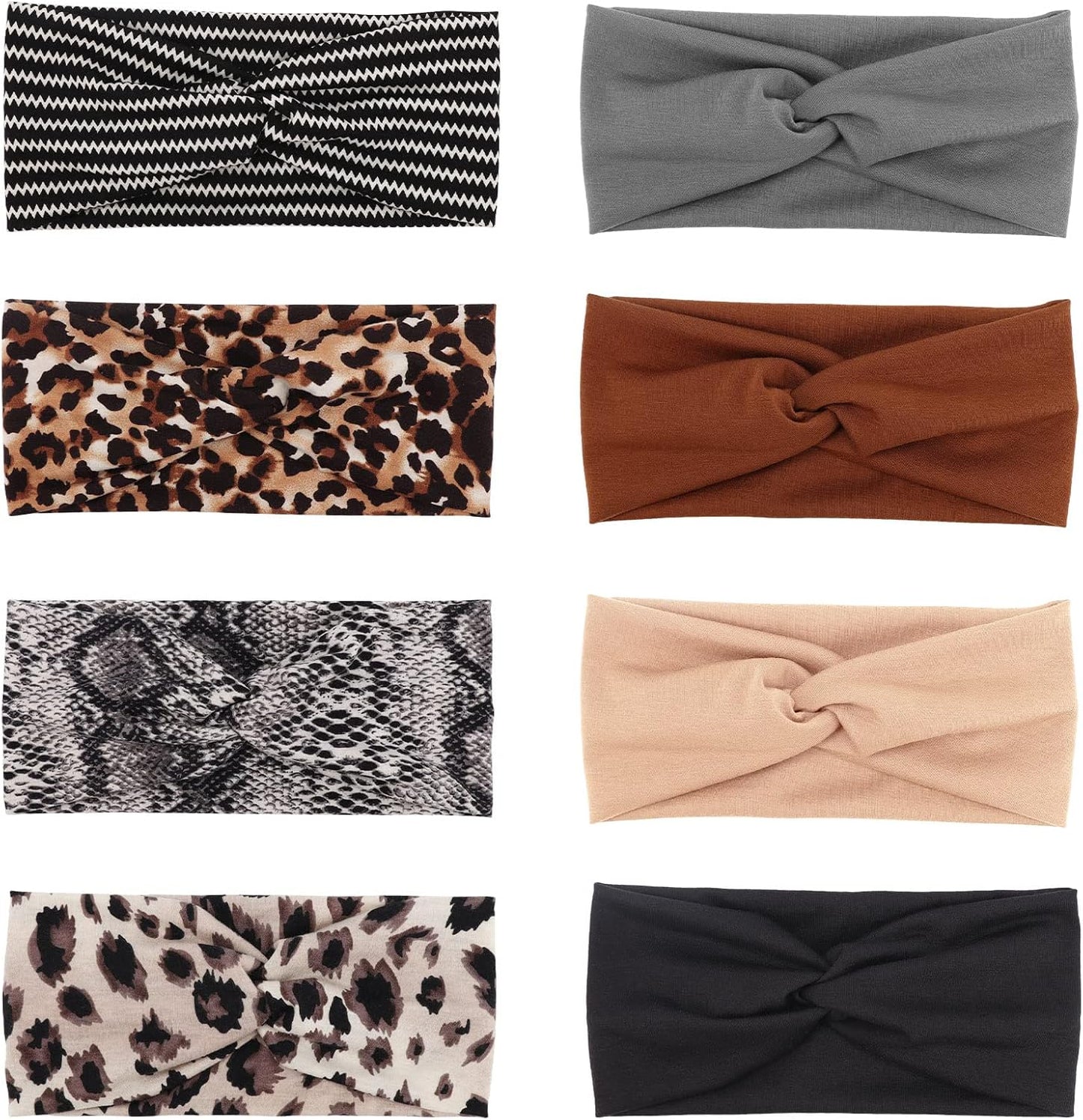 Boho Style Criss Cross Headbands – 8 Colors, Soft & Stretchy