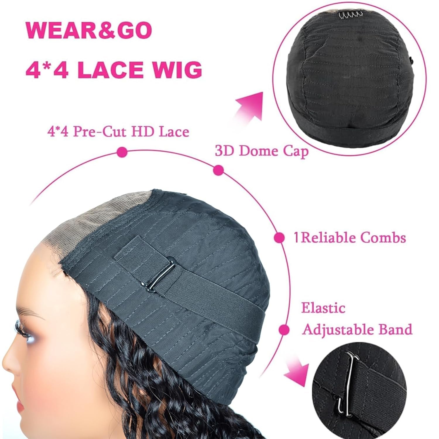 Glueless Water Wave Bob Wig – 100% Human Hair