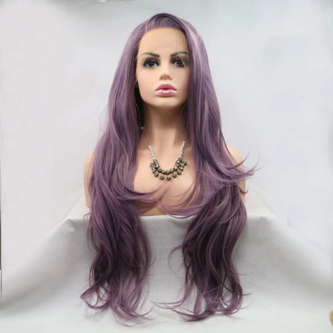 130% Density Lace Front Wigs Synthetic Long Wavy 24