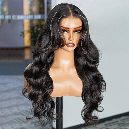 Body Wave Wig with Curtain Bangs – Pre-Bleached, Pre-Cut HD Lace, Glueless Wear & Go Human Hair