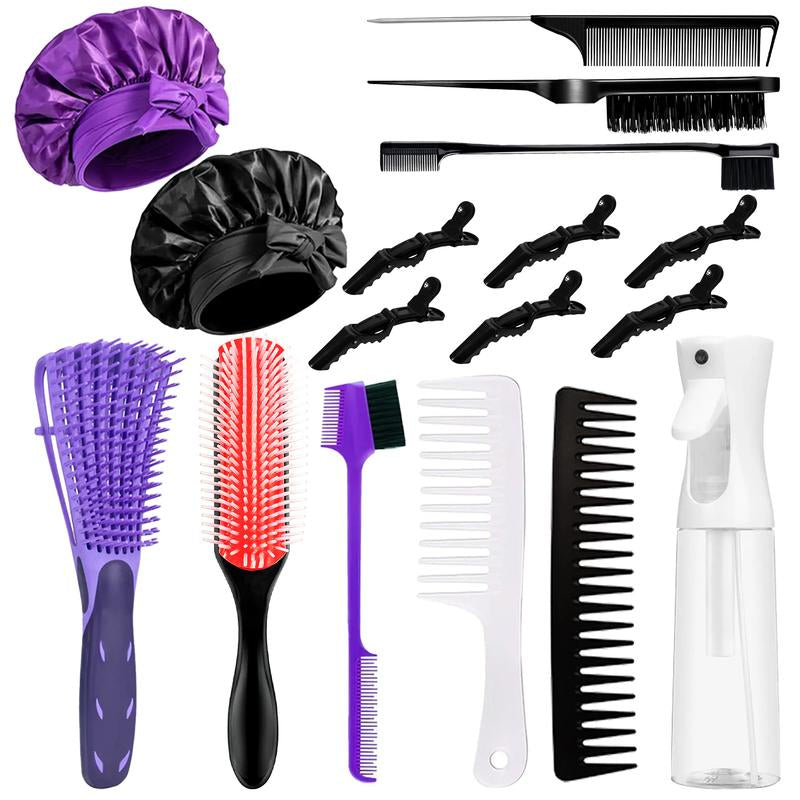 16 Counts Detangler Hair Brush Set for Women, Men, Kids Detangler 