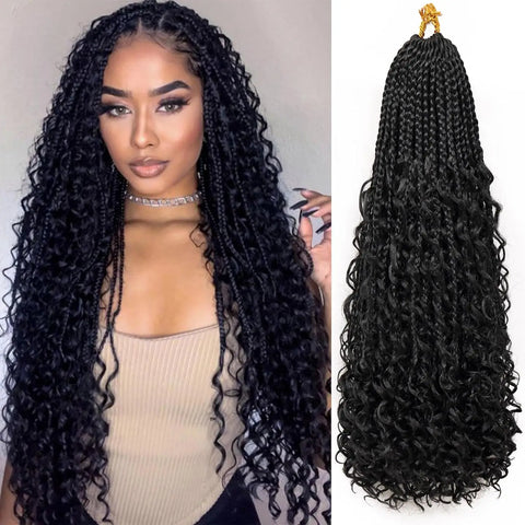 Synthetic Pre Looped Bohomian Crochet Box curly Braiding Hair