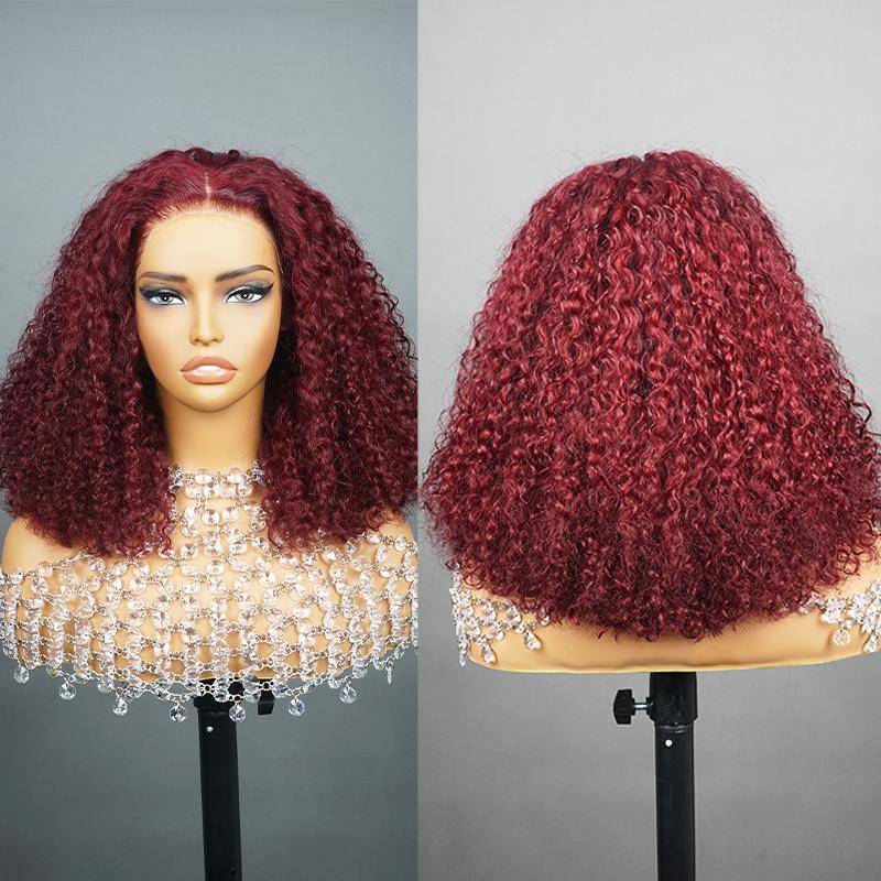 Short Kinky Curly Glueless Wigs Pre Cut Lace