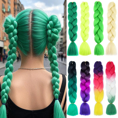 Synthetic 24Inch Jumbo Straight Braiding Hair Afro Ombre Color Hair