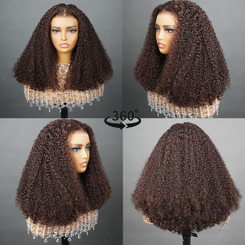 Short Kinky Curly Glueless Wigs Pre Cut Lace
