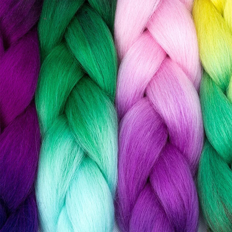Synthetic 24Inch Jumbo Braids Extensions Long Yaki Straight Braiding Hair Afro Ombre Color Hair for Women