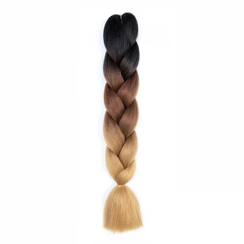 Synthetic 24Inch Jumbo Braids Extensions Long Yaki Straight Braiding Hair Afro Ombre Color Hair for Women