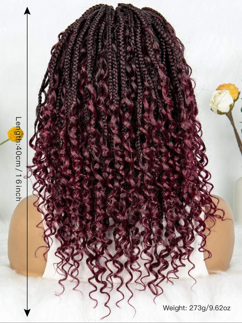 16 Inch Black Long Wavy Braided Lace Wigs for Women - Hair Amara