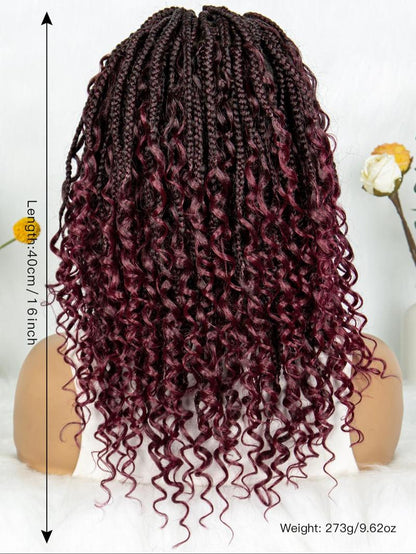 16 Inch Black Long Wavy Braided Lace Wigs for Women - Hair Amara