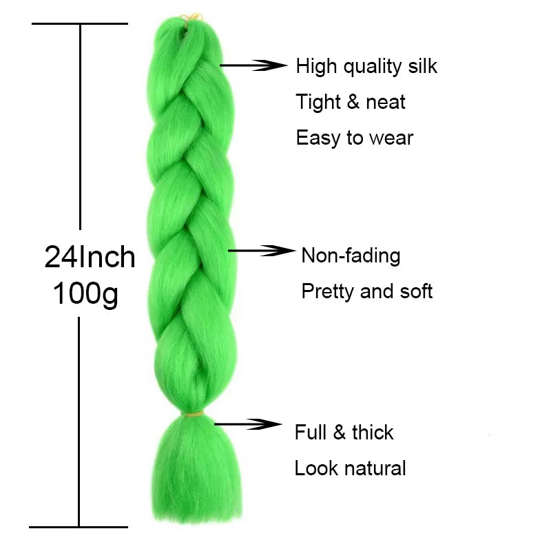 Synthetic 24Inch Jumbo Braids Extensions Long Yaki Straight Braiding Hair Afro Ombre Color Hair for Women