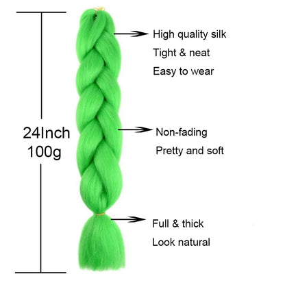 Synthetic 24Inch Jumbo Braids Extensions Long Yaki Straight Braiding Hair Afro Ombre Color Hair for Women